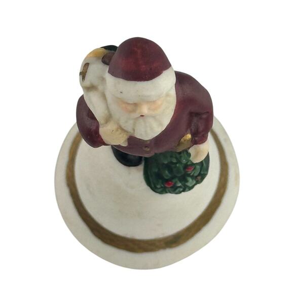 Vintage Miniature Porcelain Santa Bell By Russ Berrie Christmas Decor - Picture 16 of 16